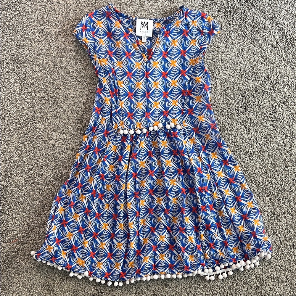 Milly Minis Blue and Red Geometric Dress/tunic